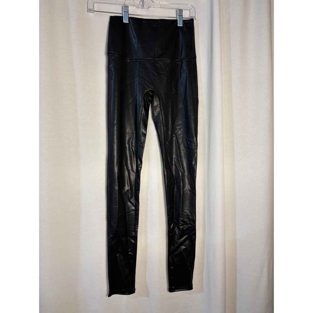 Jane and Bleecker Womens Black Faux Leather High Waisted Leggings Size Small